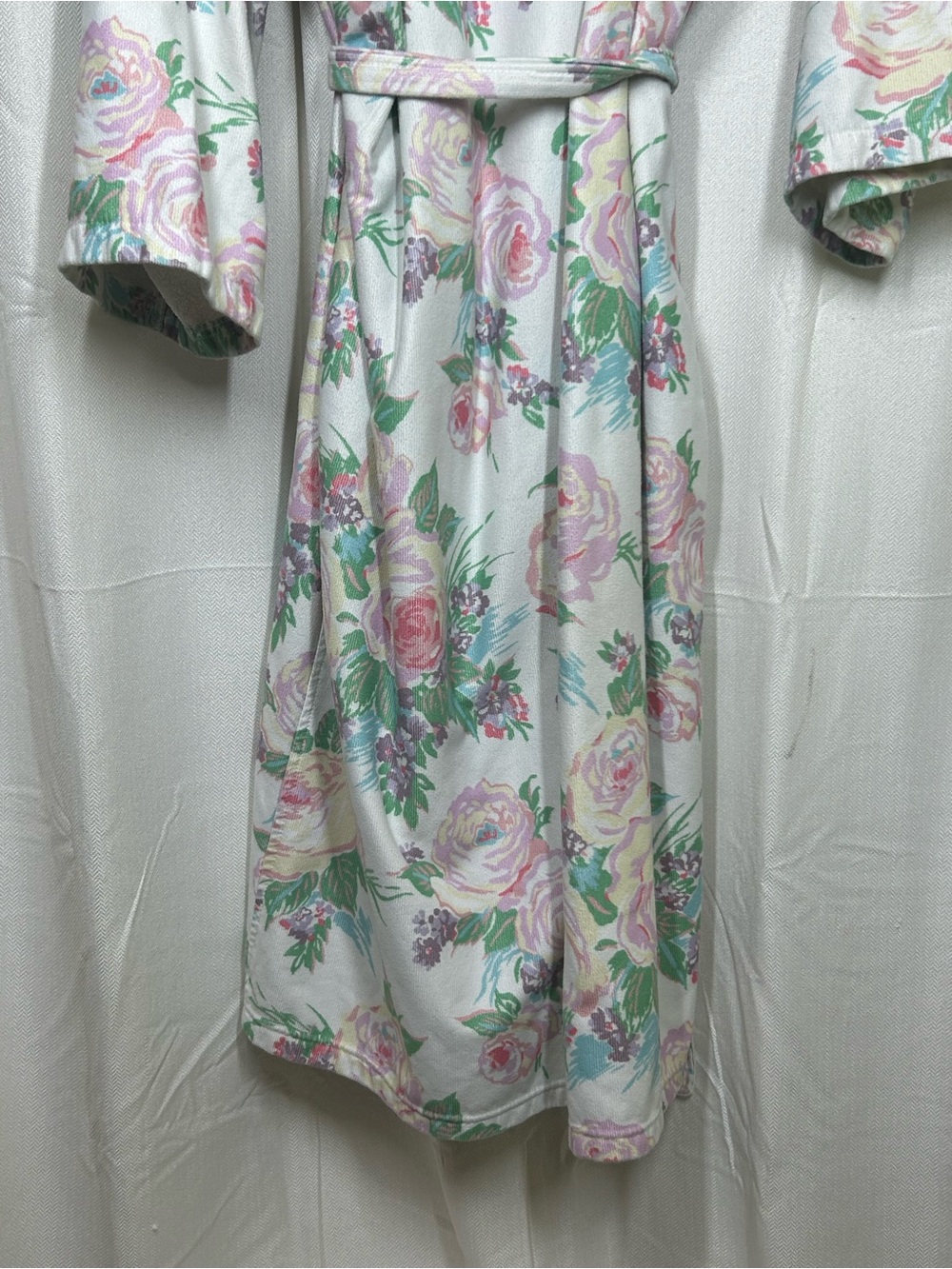 Dorothy Draper Princess Grace Rose Robe One Size Floral Belted - Picture 6 of 7